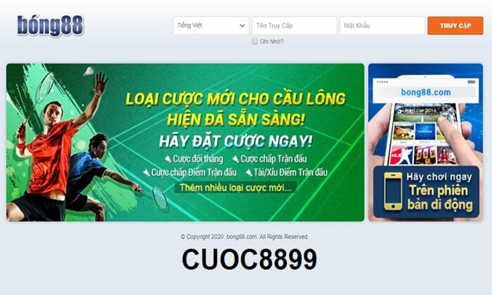 Link truy cập Cuoc8899 Bong88 chính thức